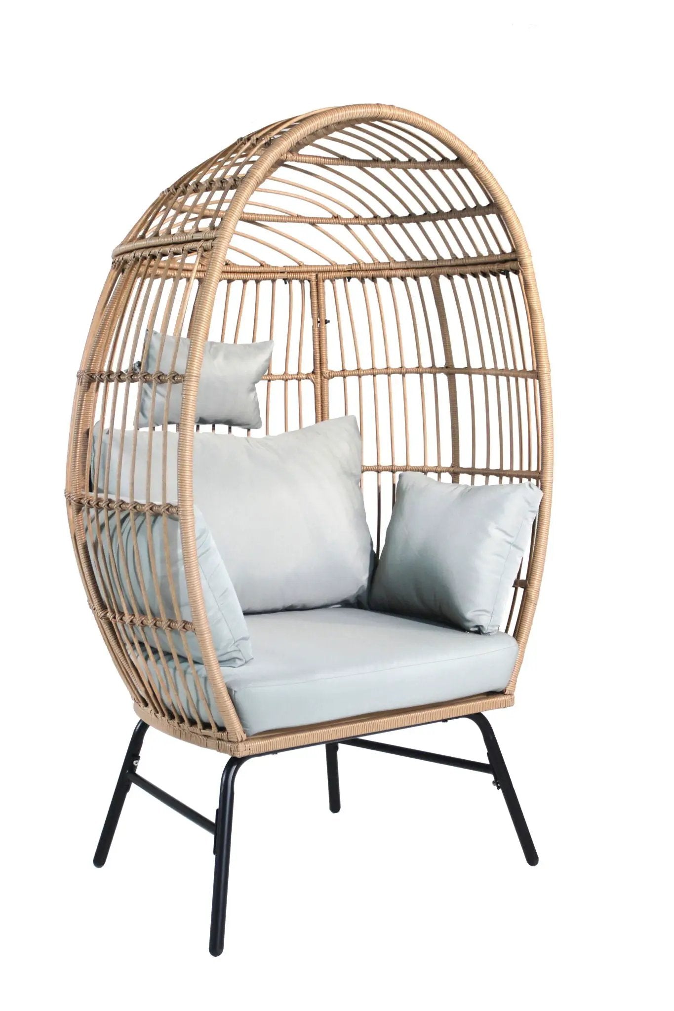 Outdoor Garden Wicker Egg Chair And Footstool Patio Chaise, With Cushions, Outdoor Indoor Basket Chair by HouseOfZazla
