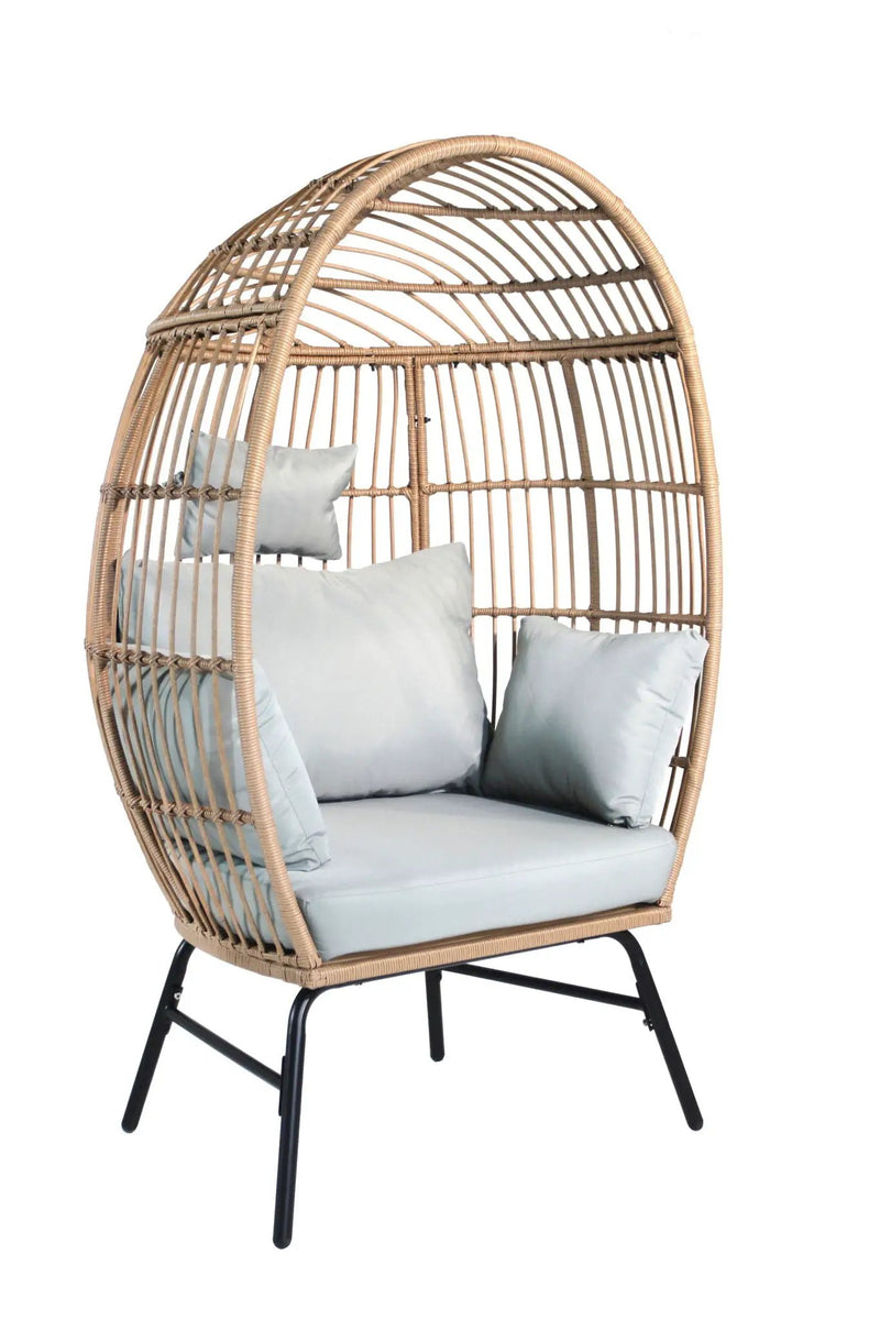 Outdoor Garden Wicker Egg Chair And Footstool Patio Chaise, With Cushions, Outdoor Indoor Basket Chair by HouseOfZazla