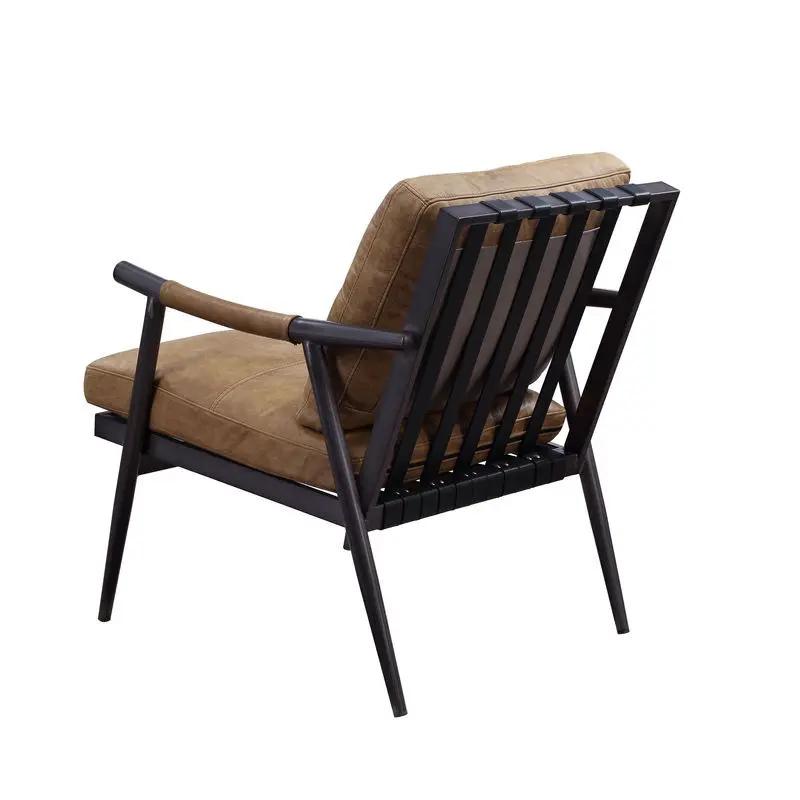 Anzan - Accent Chair - Berham Chestnut Top Grain Leather & Matt Iron by Unique Piece Furniture