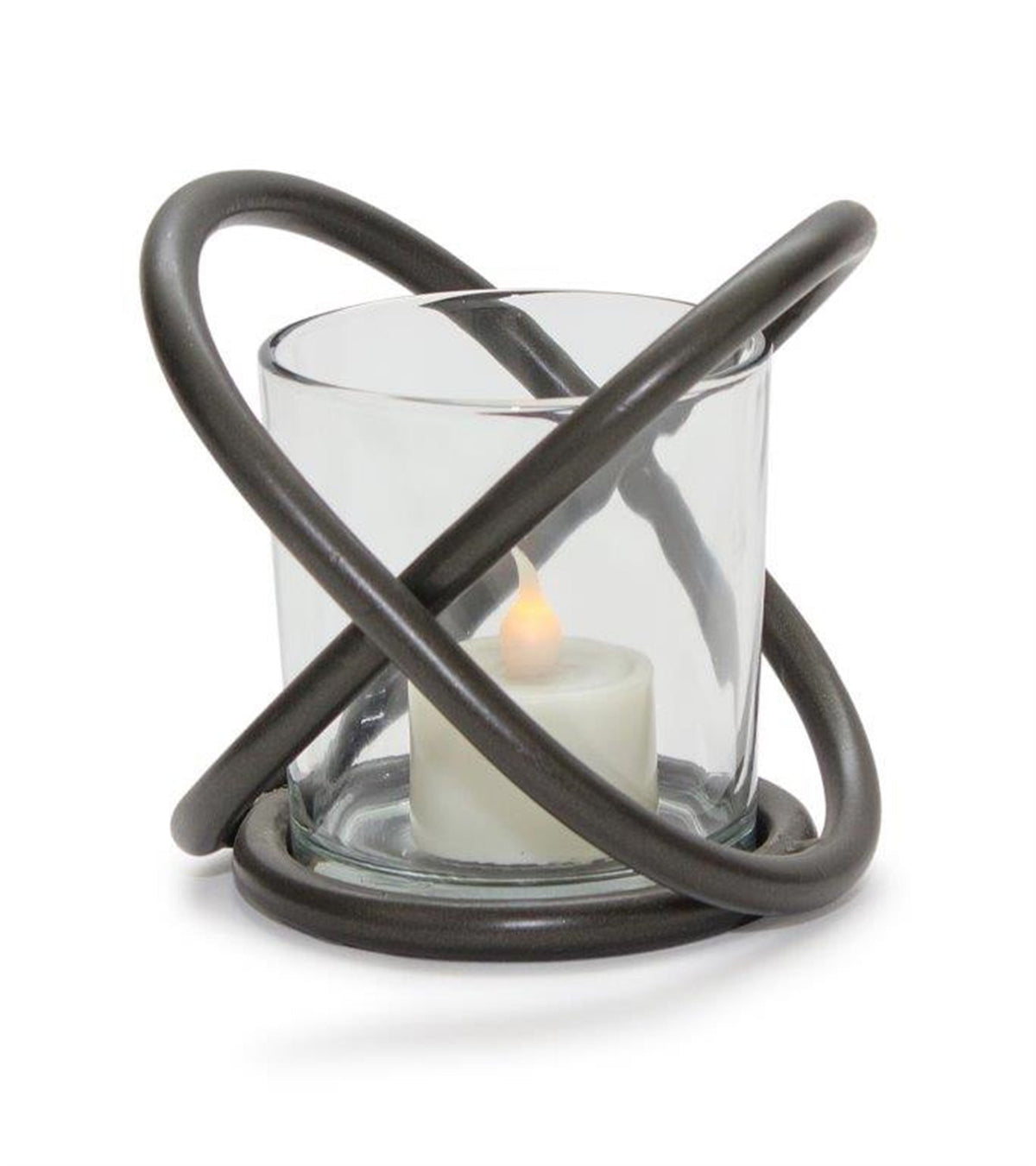 Modern metal votive holder with glass insert (set of 2)