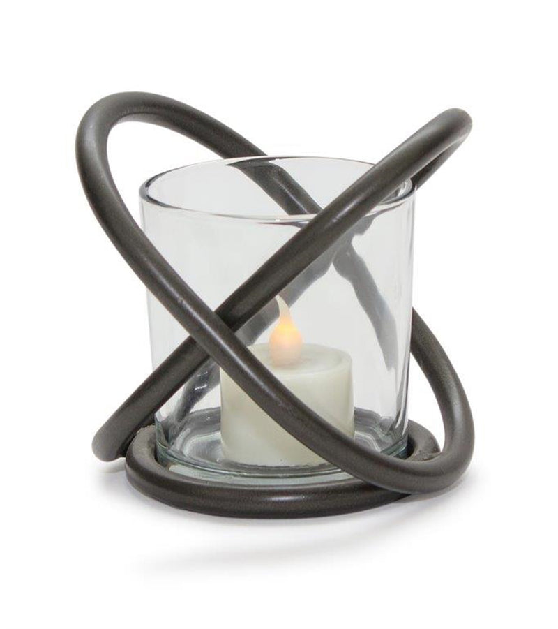 Modern metal votive holder with glass insert (set of 2)