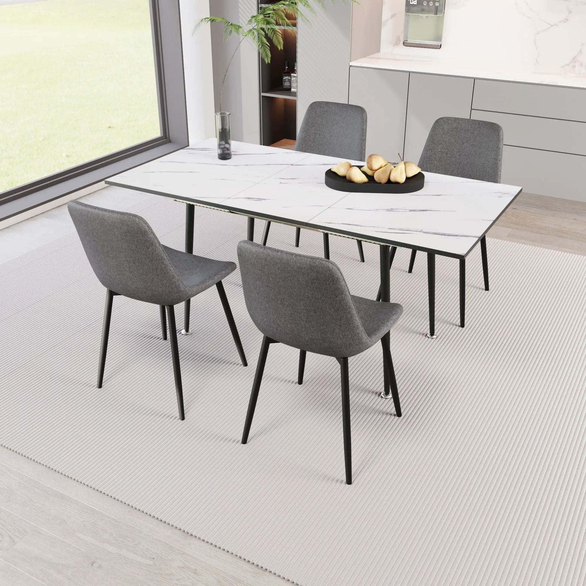Modern Extendable Dining Table And Chair Set by Unique Piece Furniture