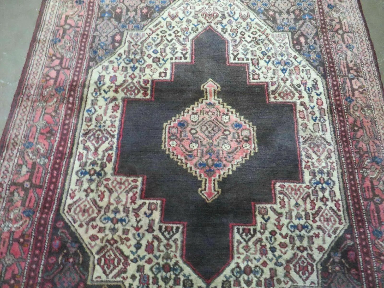 4' X 5' Antique Handmade India Floral Oriental Wool Rug Brown Vegetable Dyes by Jewel Rugs