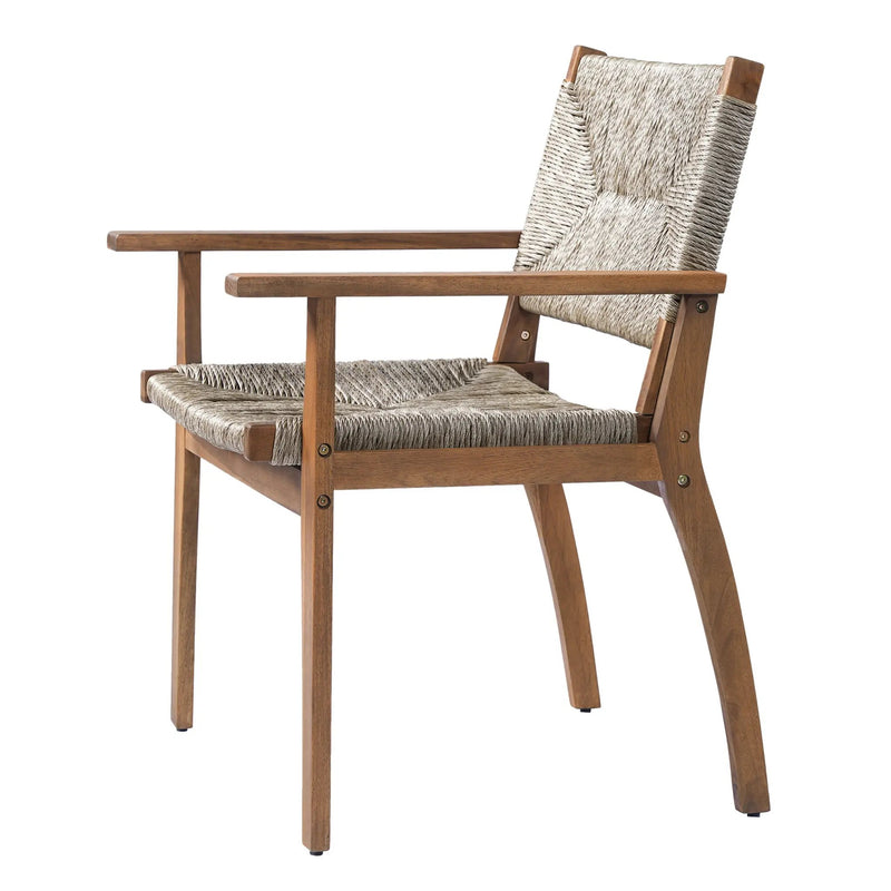 Durable Outdoor Dining Chair Set with Acacia Wood Frame and Wicker Seat by HouseOfZazla