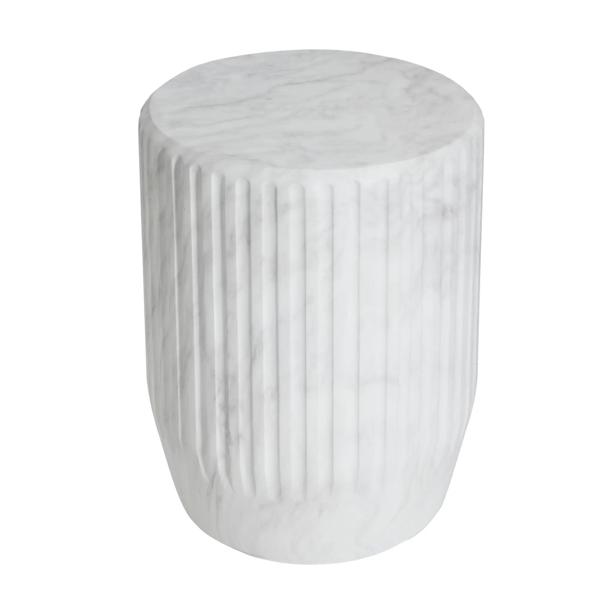 Outdoor Cicci Carved Side Table, White by HouseOfZazla