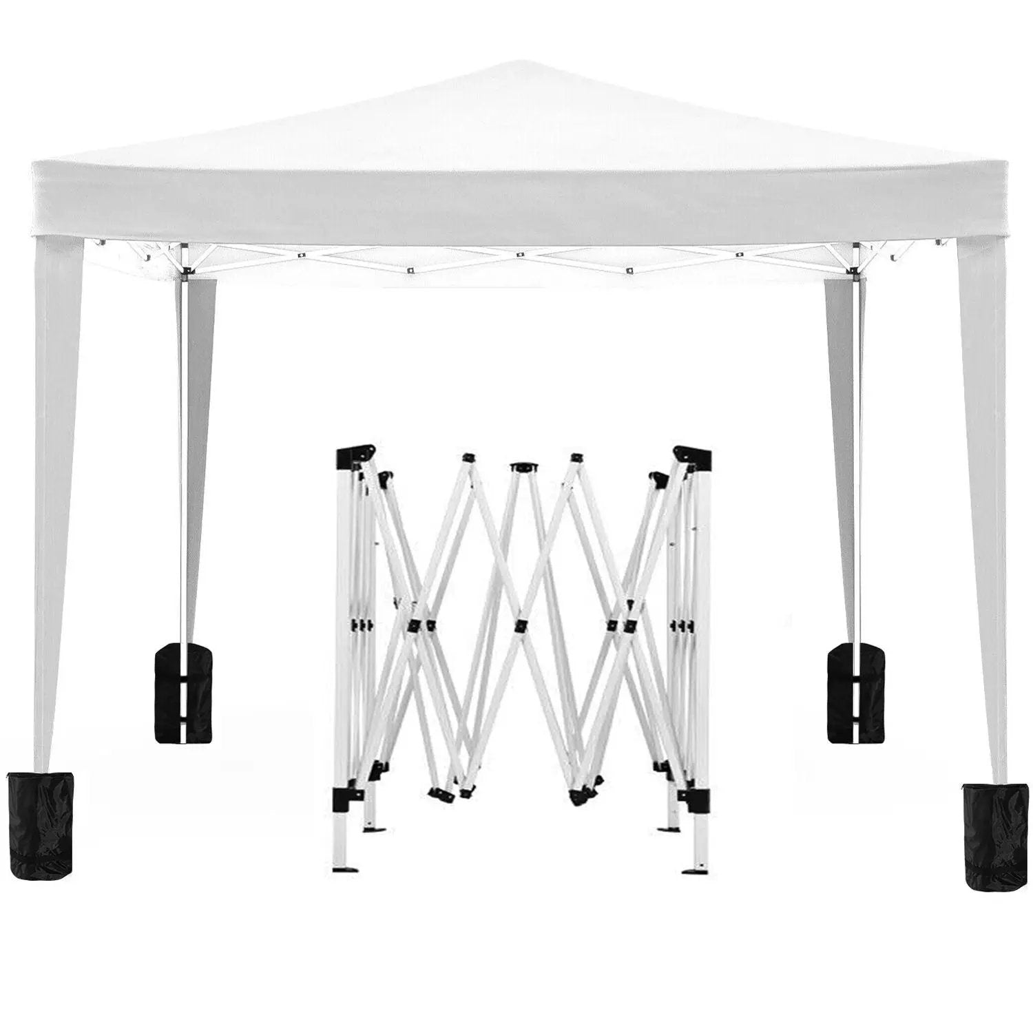 10'X10' Folding Canopy With 4 Removable Sidewalls Outdoor Event Shelter UPF 50+ Gazebo Portable Tents For Parties Beach Camping Wedding Ez Pop Up Canopy 4 Pieces Weight Bag + Carry Bag by Unique Piece Furniture