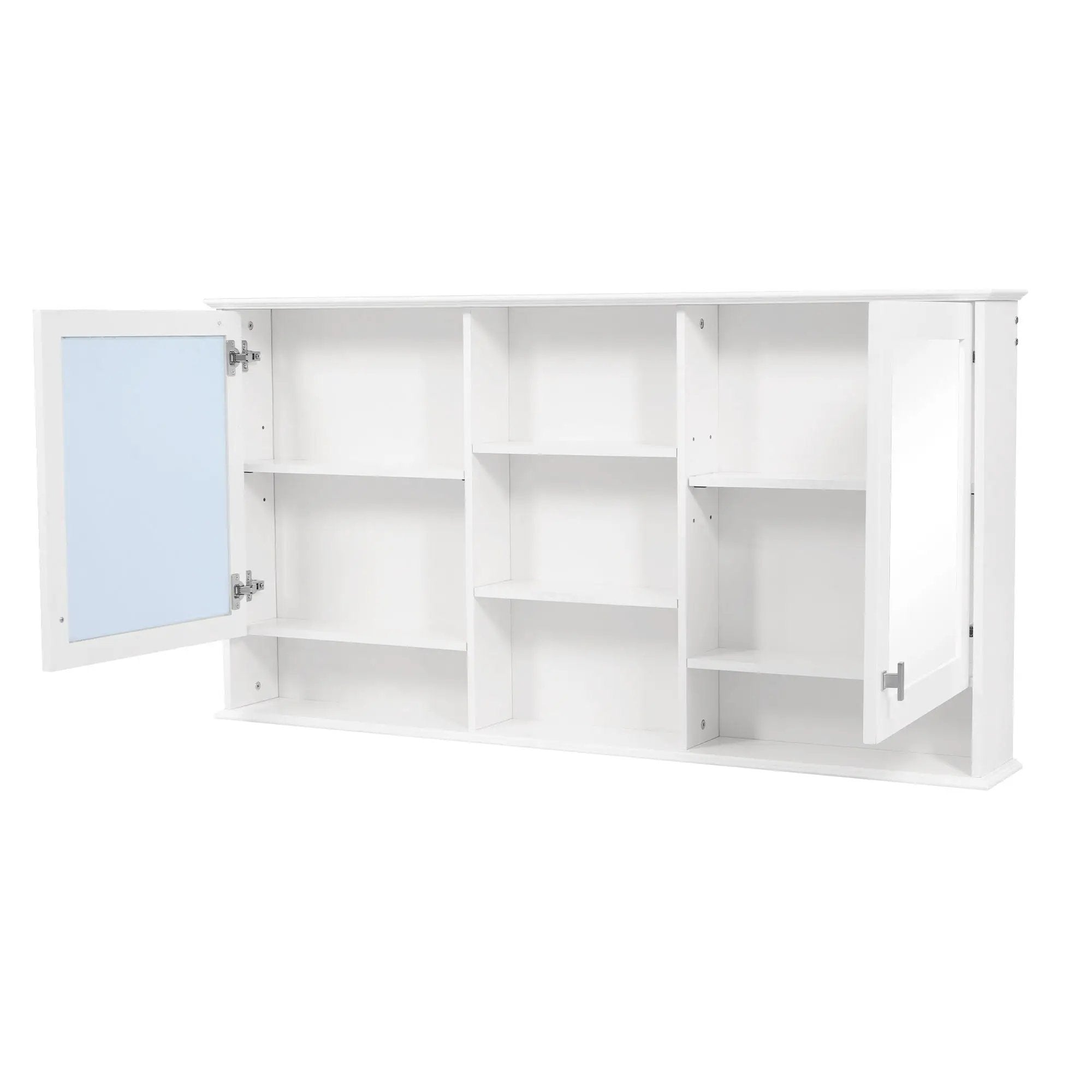 Wall Mount Mirror Cabinet With Adjustable Shelves - White by HouseOfZazla