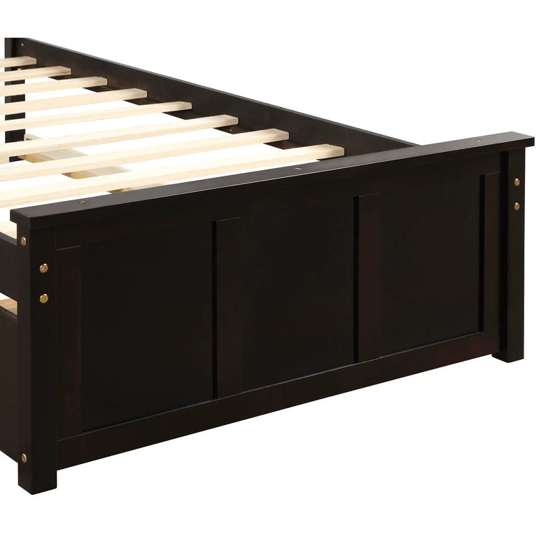 Platform Bed With Twin Trundle, Twin Size - Espresso by Unique Piece Furniture