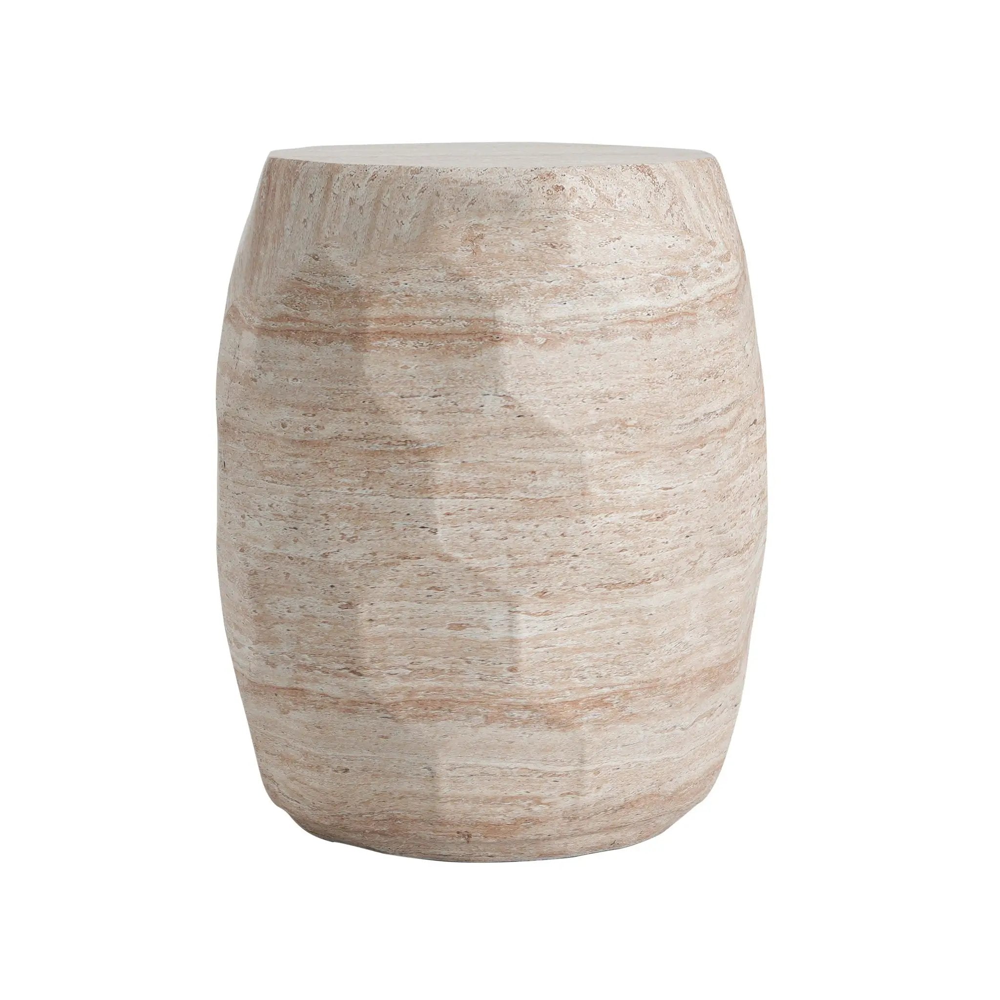 Travertine Lightweight Concrete Side Table For Indoor / Outdoor Use - Beige by HouseOfZazla