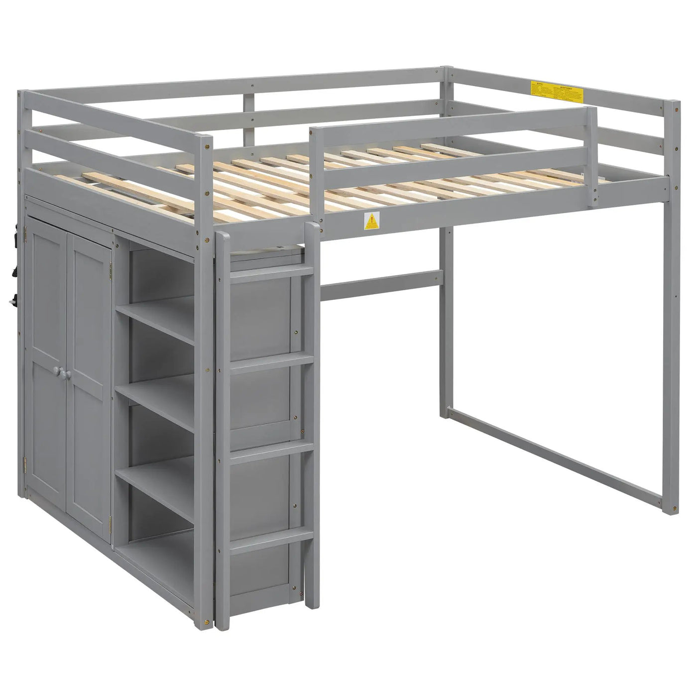 Loft Bed With Built In Wardrobe, Storage Shelves, And LED Light by HouseOfZazla