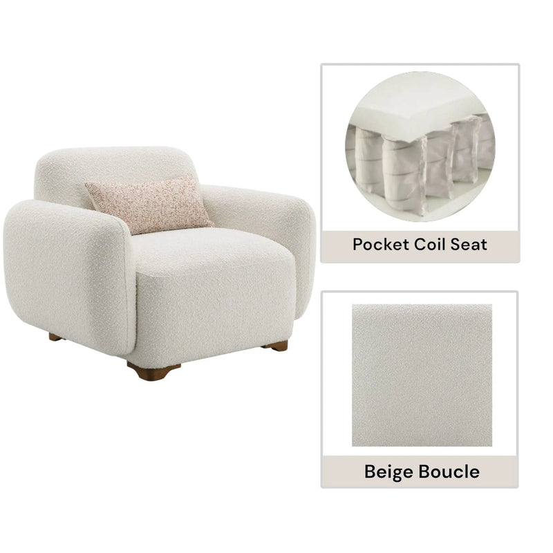 Darius - Boucle Accent Chair With 1 Toss Pillow - Beige by Unique Piece Furniture