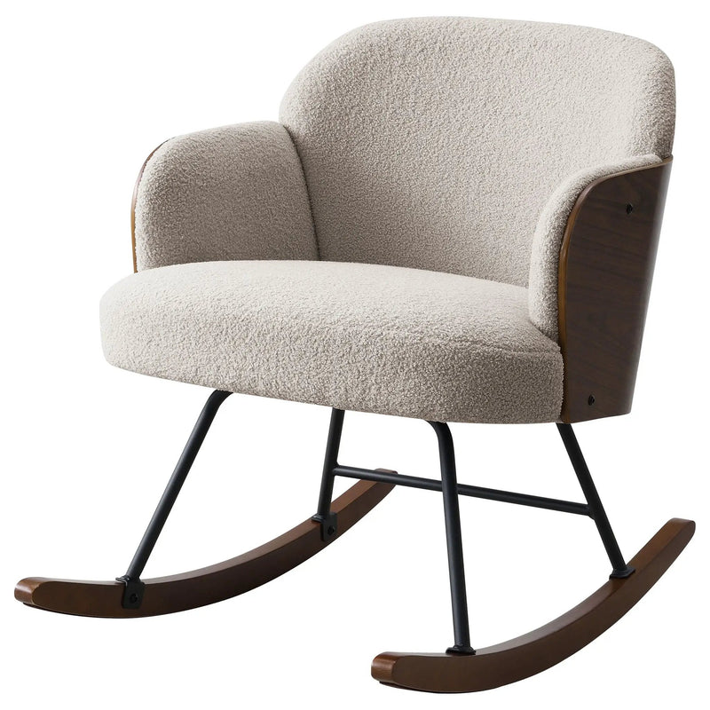 Paige Boucle Upholstered Mid Back Rocking Chair Beige by Unique Piece Furniture