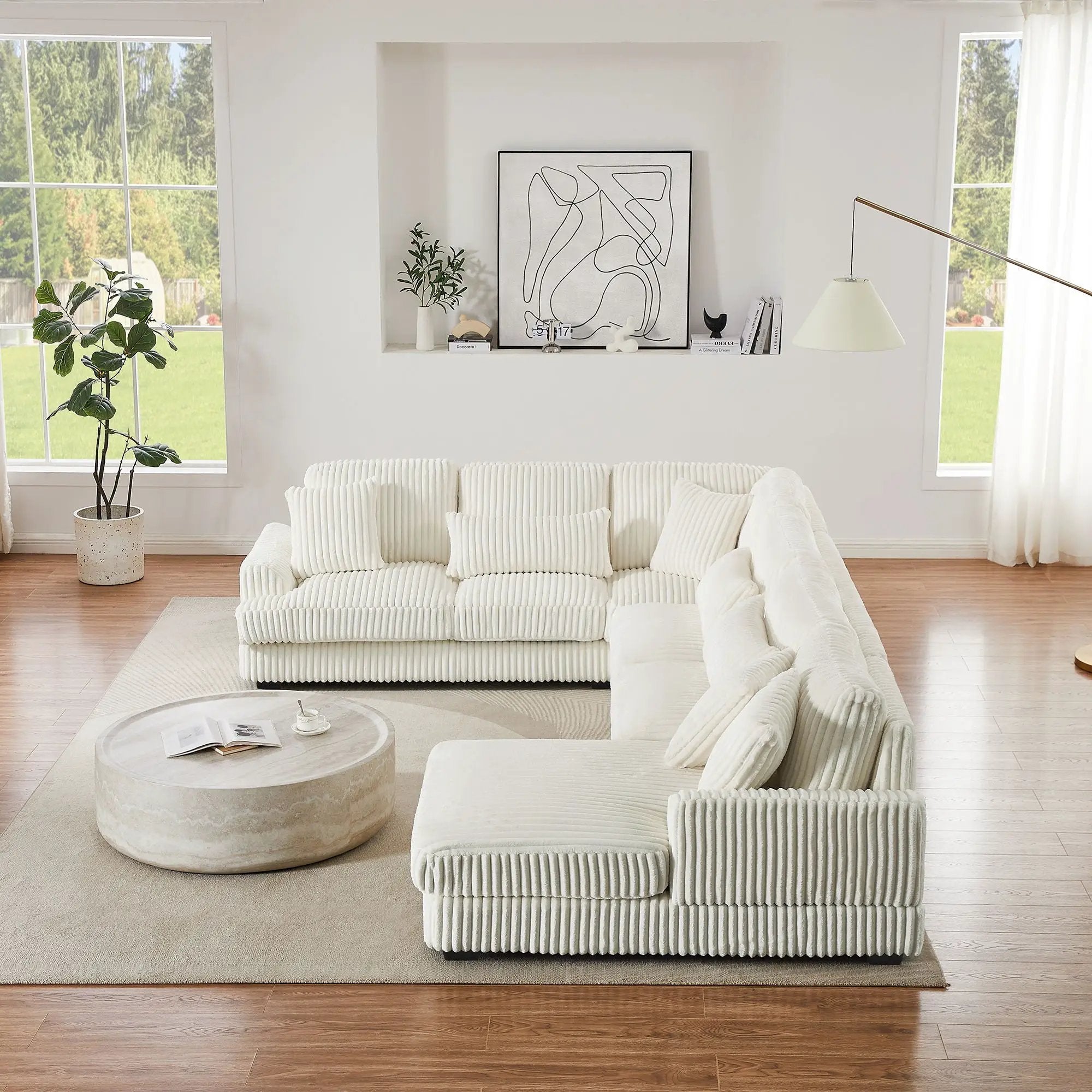 Oversized Sectional Sofa U - Shaped Sofa Couch Modern Sofa Upholstered In Soft With A Chaise Lounge For Living Room by HouseOfZazla