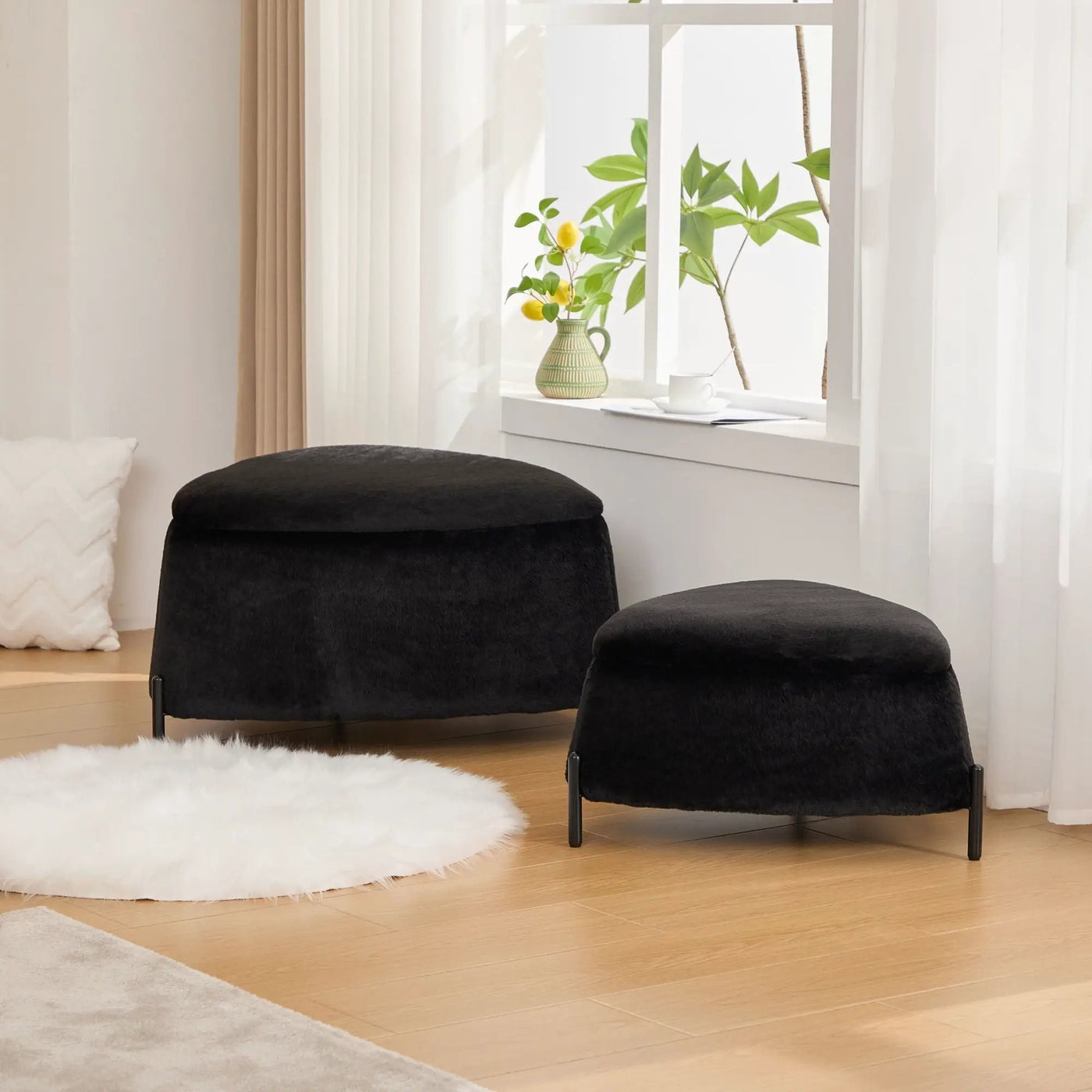 Upholstered Storage Ottoman Set With Reversible Lid by Unique Piece Furniture