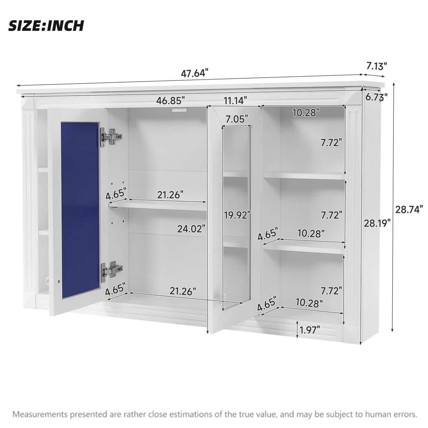 Wall-Mounted Mirror Cabinet With Adjustable Shelf and Open Shelves by HouseOfZazla