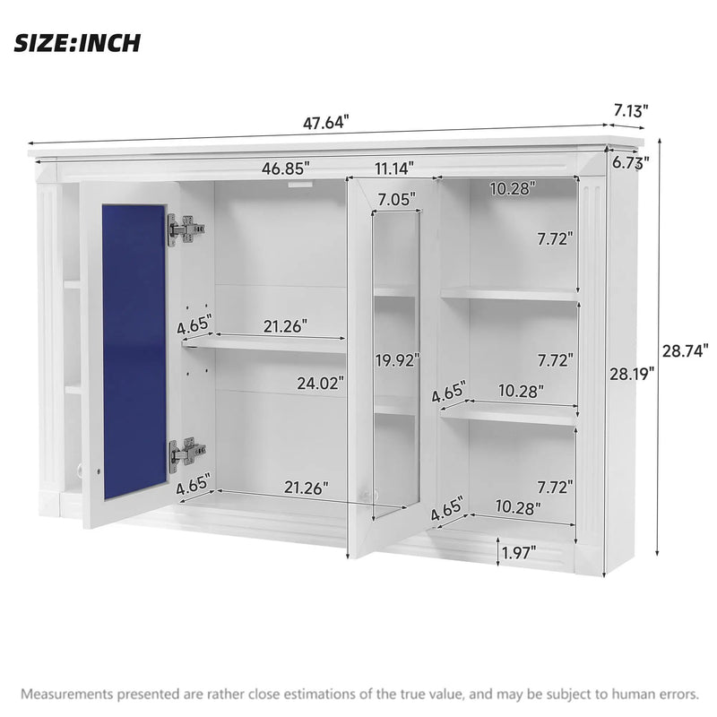 Wall-Mounted Mirror Cabinet With Adjustable Shelf and Open Shelves by HouseOfZazla