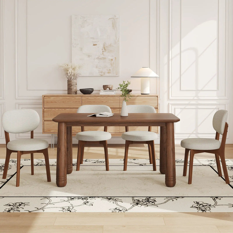 63" Solid Wood Dining Table Set with 4 Upholstered Chairs by HouseOfZazla