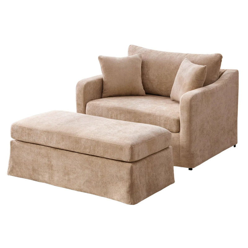 Accent Chair With Ottoman, Includes 2 Bolster Pillows by Unique Piece Furniture