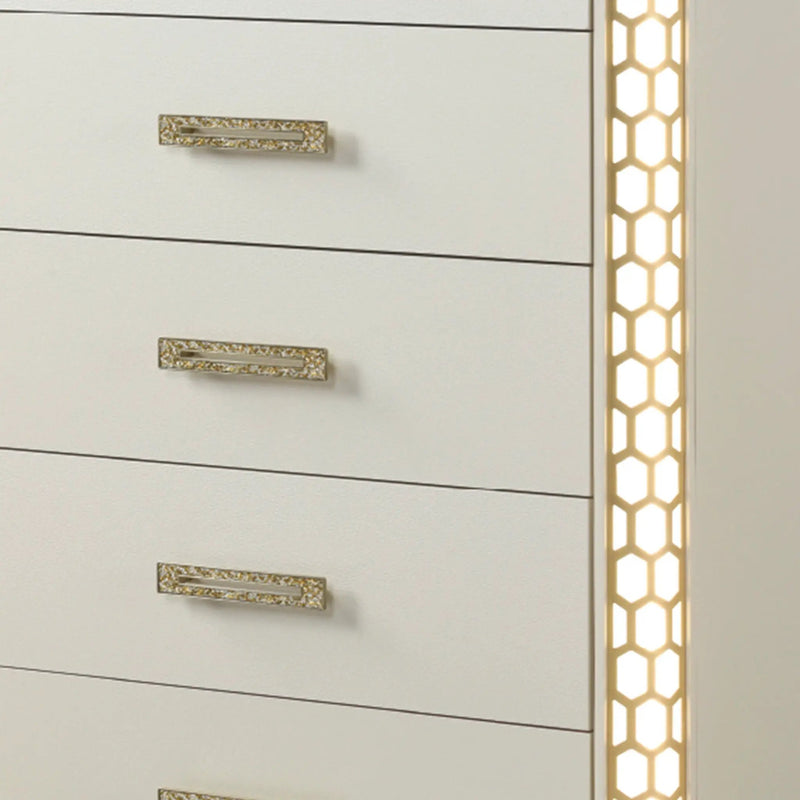 Jasmine - 5 Drawer Chest With Side LED Lightning - Beige by HouseOfZazla