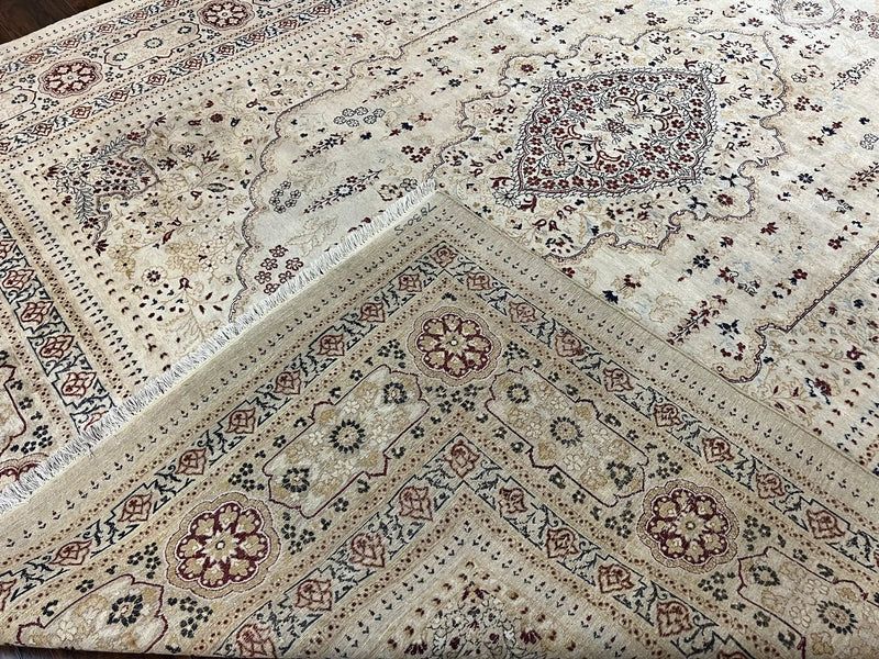 Pak Persian Rug 9x11, Very Fine Hand Knotted Oriental Carpet, Haji Jalili Design, Ivory/Cream, Wool Handmade Room Sized Rug 9 x 11 ft, Nice by Jewel Rugs