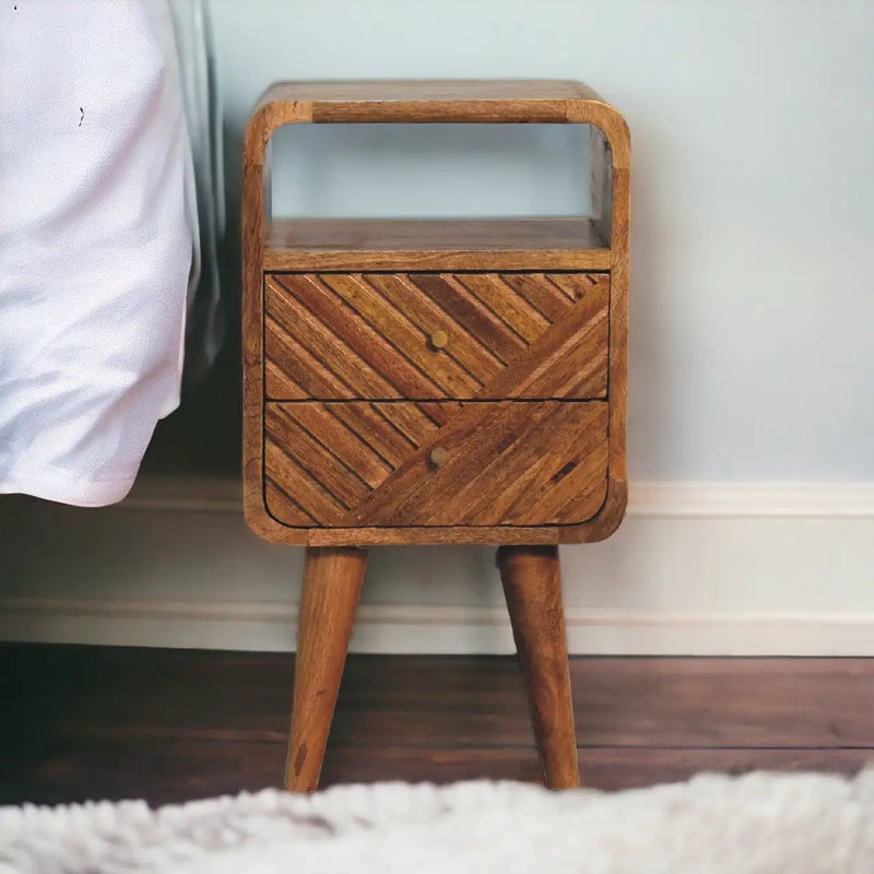 Solid Wood Mini Lille Curved Nightstand by HouseOfZazla