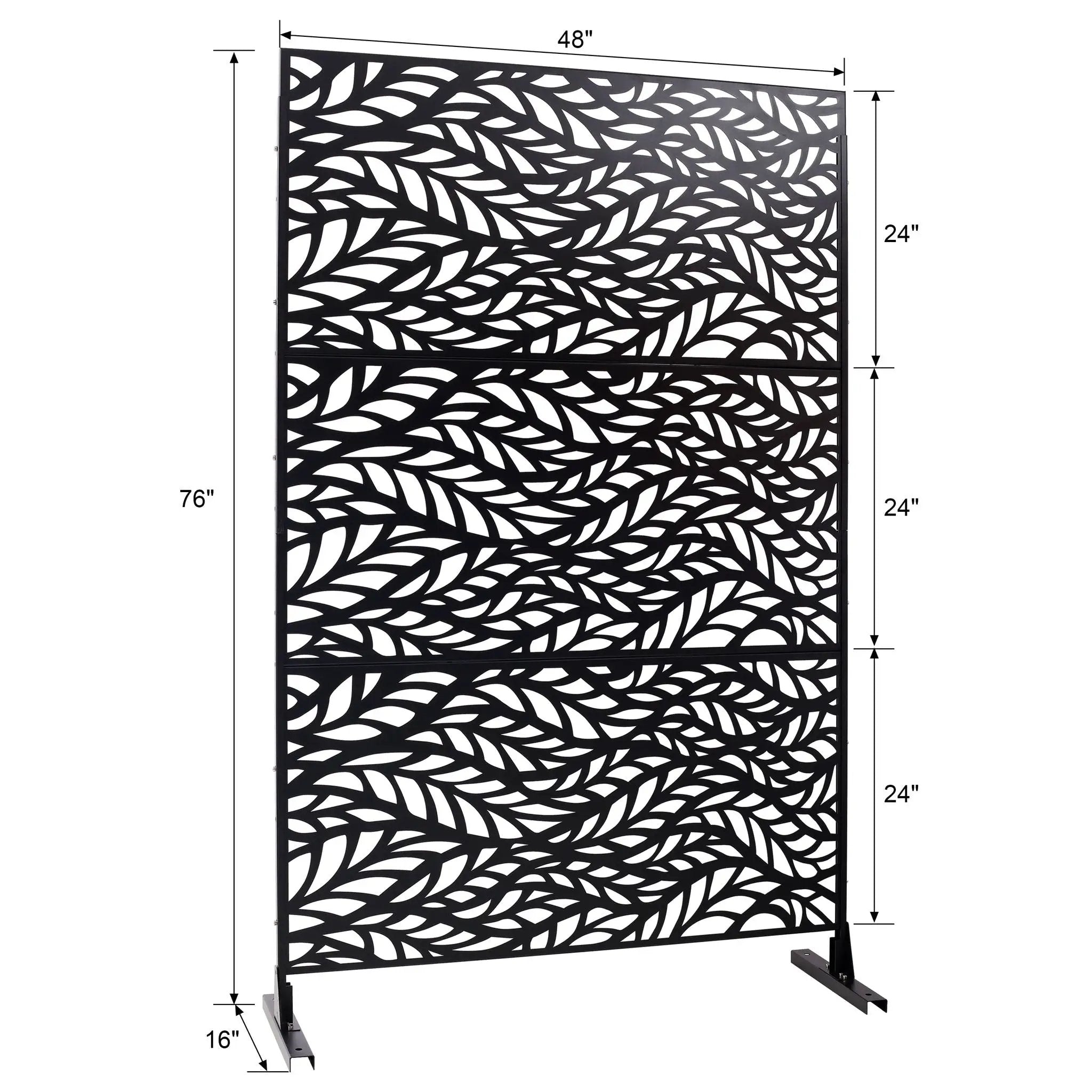 Outdoor & Indoor Privacy Screen Metal Privacy Screen, Freestanding Decorative Privacy Screen For Deck Balcony Patio - Black by Unique Piece Furniture