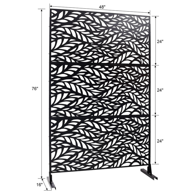 Outdoor & Indoor Privacy Screen Metal Privacy Screen, Freestanding Decorative Privacy Screen For Deck Balcony Patio - Black by Unique Piece Furniture