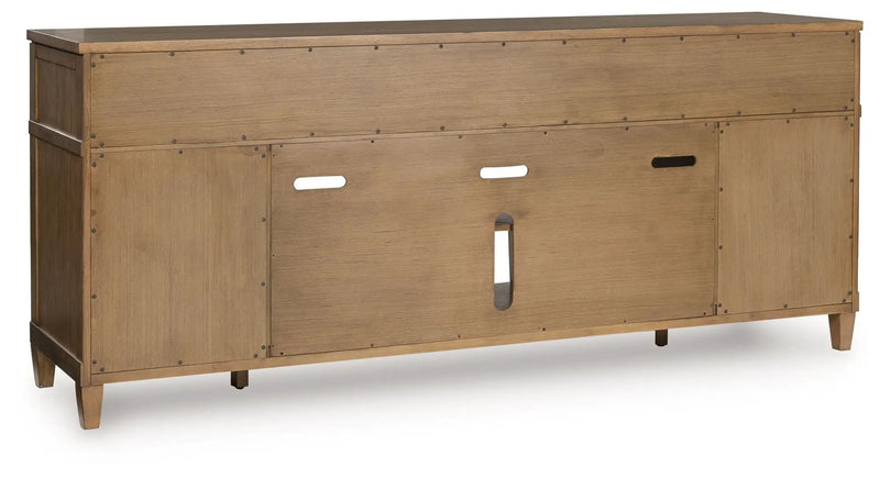Sharlance - XL TV Stand With Fireplace Option - Light Brown by Unique Piece Furniture