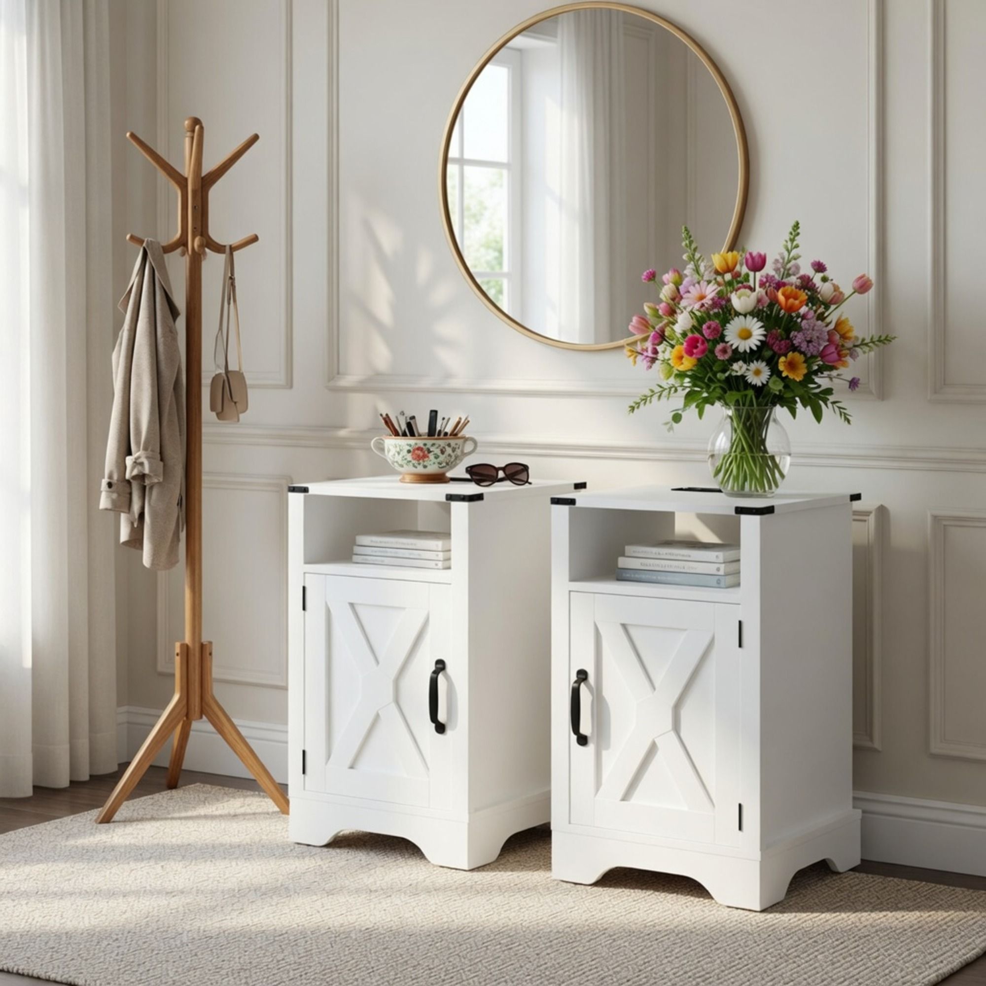 Farmhouse Nightstand, Charging Station & Storage by HouseOfZazla