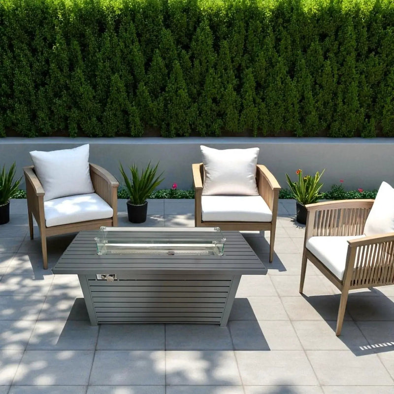 Outdoor Gas Fire Pit Table With Durable Construction And Lid - Gray by Unique Piece Furniture