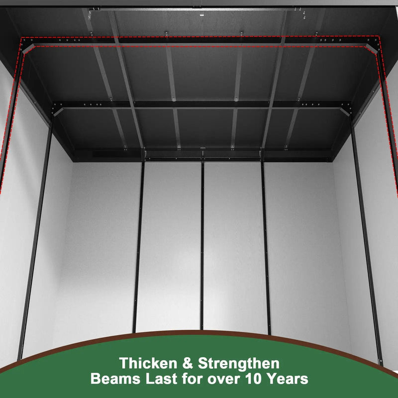 10 Ft. W X 7 Ft. D Plastic Storage Shed With Floor - Black / Gray