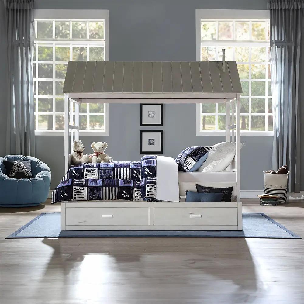 Tree House II - Twin Bed - Weathered White & Washed Gray by Unique Piece Furniture