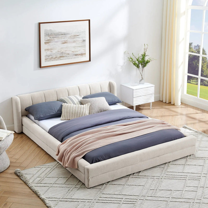 Modern Upholstered Bed Frame With Thick Fabric And Headboard by Unique Piece Furniture
