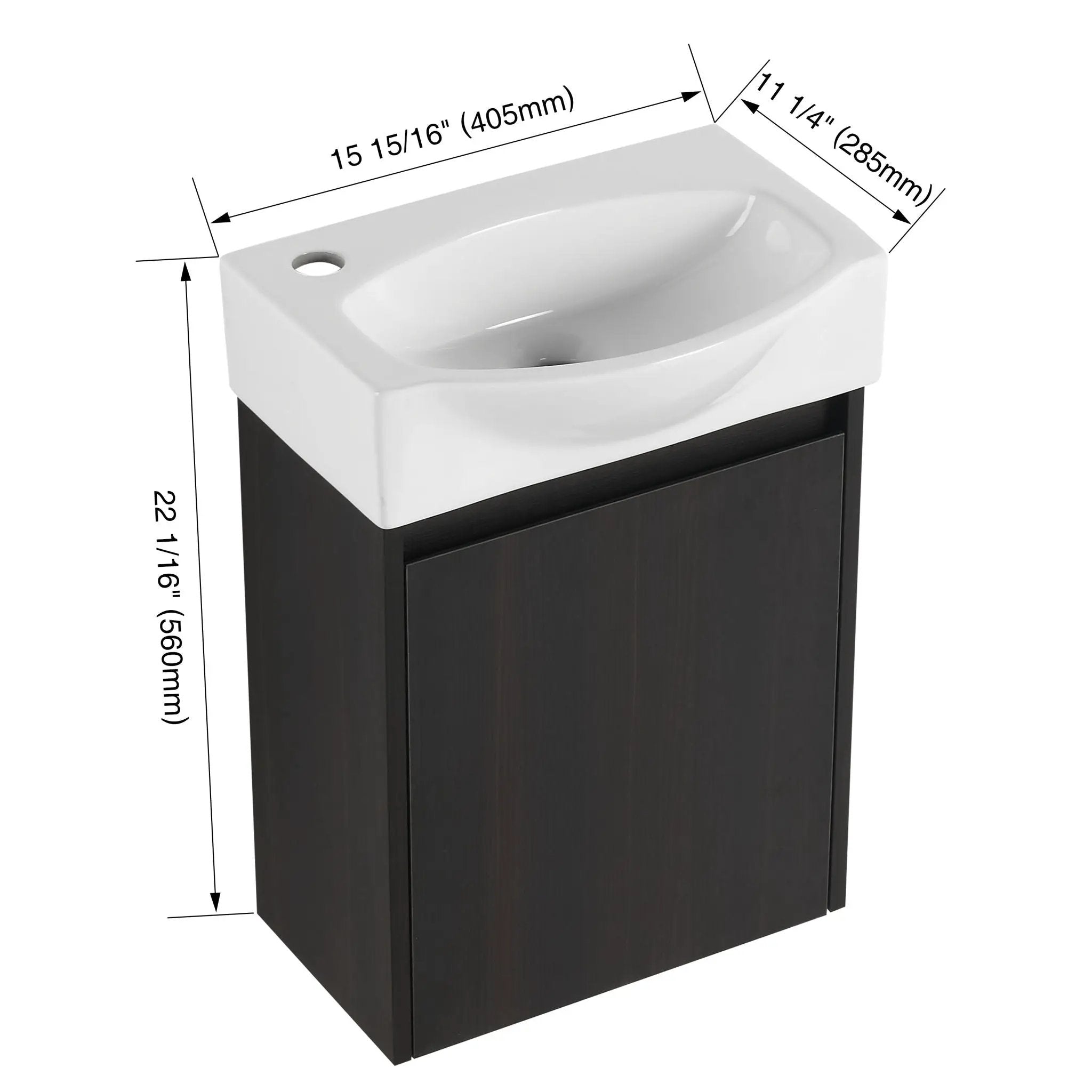 Modern Bathroom Vanity With Ceramic Basin, Wall Mounted Floating Sink Combo, Storage Cabinet by HouseOfZazla