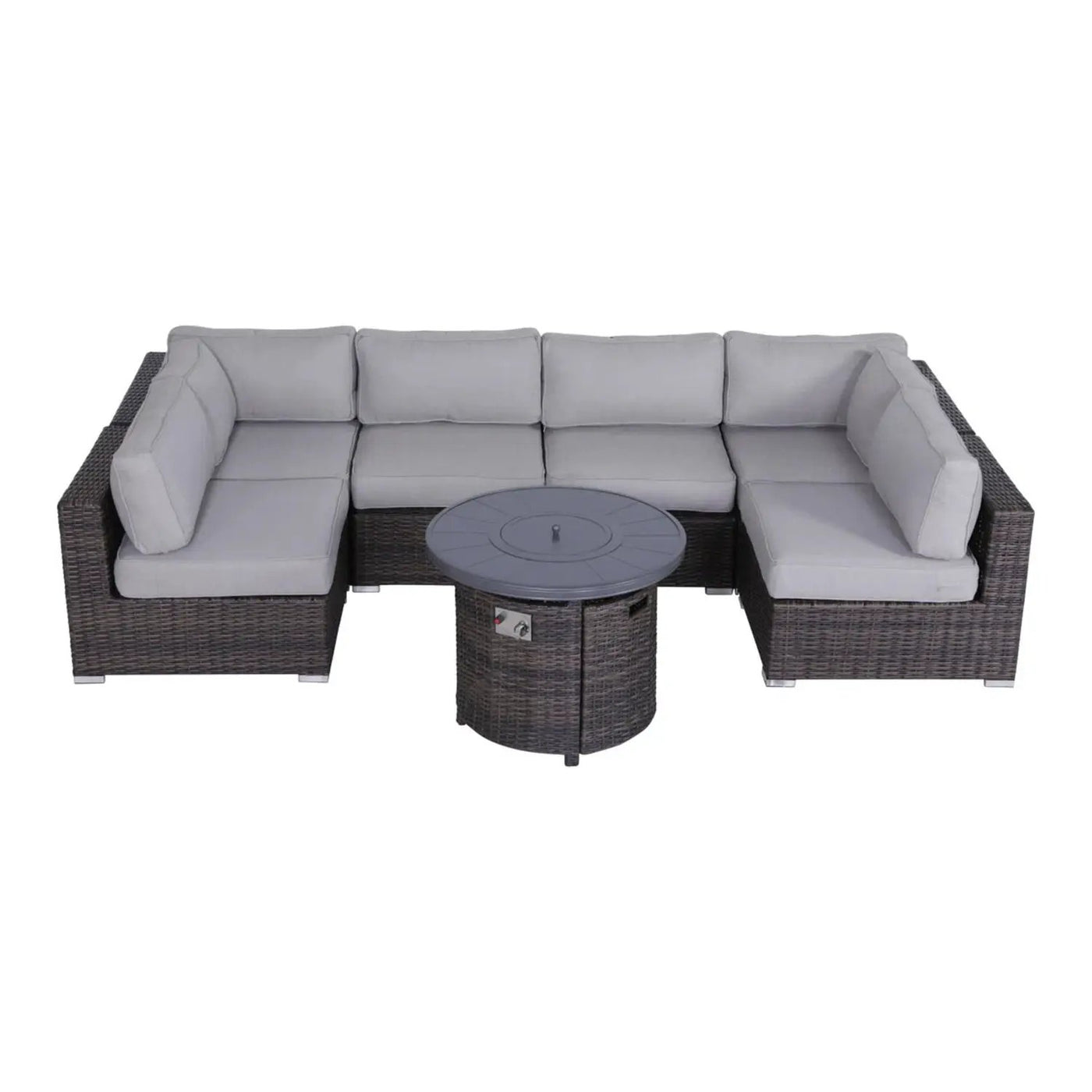 Wicker Outdoor Lounge Set With Cushions And Fire Pit by Unique Piece Furniture
