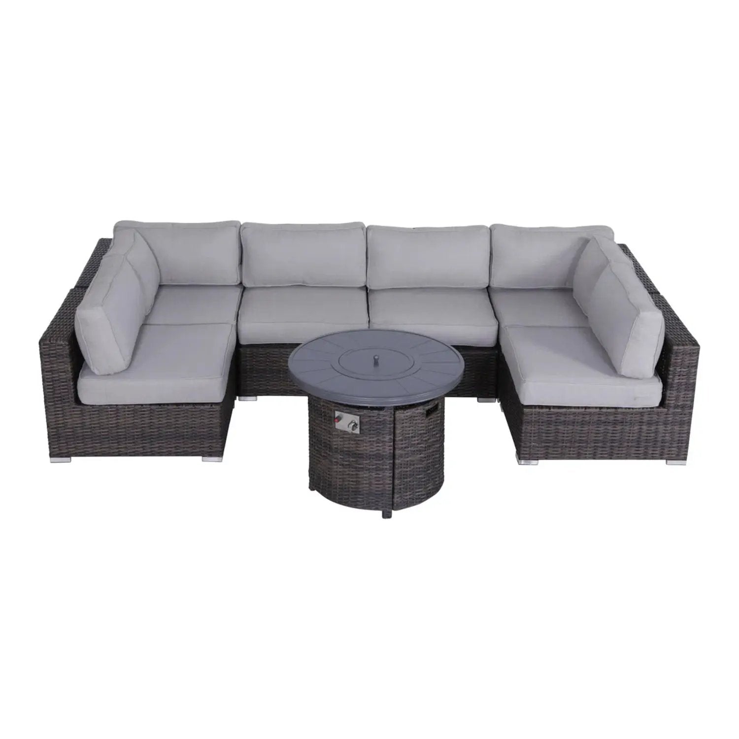 Wicker Outdoor Lounge Set With Cushions And Fire Pit by Unique Piece Furniture