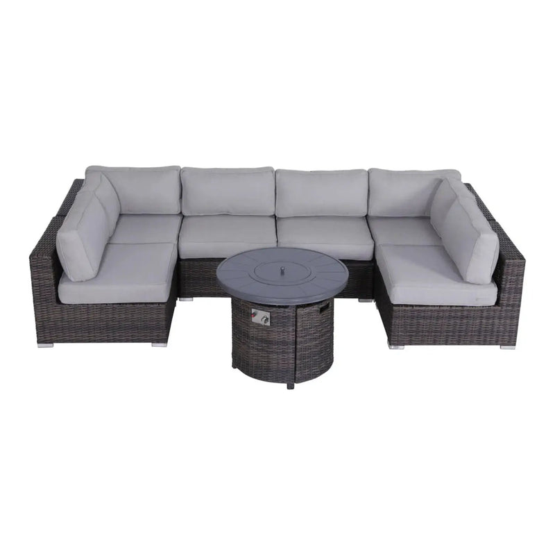 Wicker Outdoor Lounge Set With Cushions And Fire Pit by HouseOfZazla