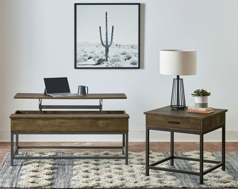 Byers 1-drawer Square Engineered Wood End Table Brown Oak by Unique Piece Furniture
