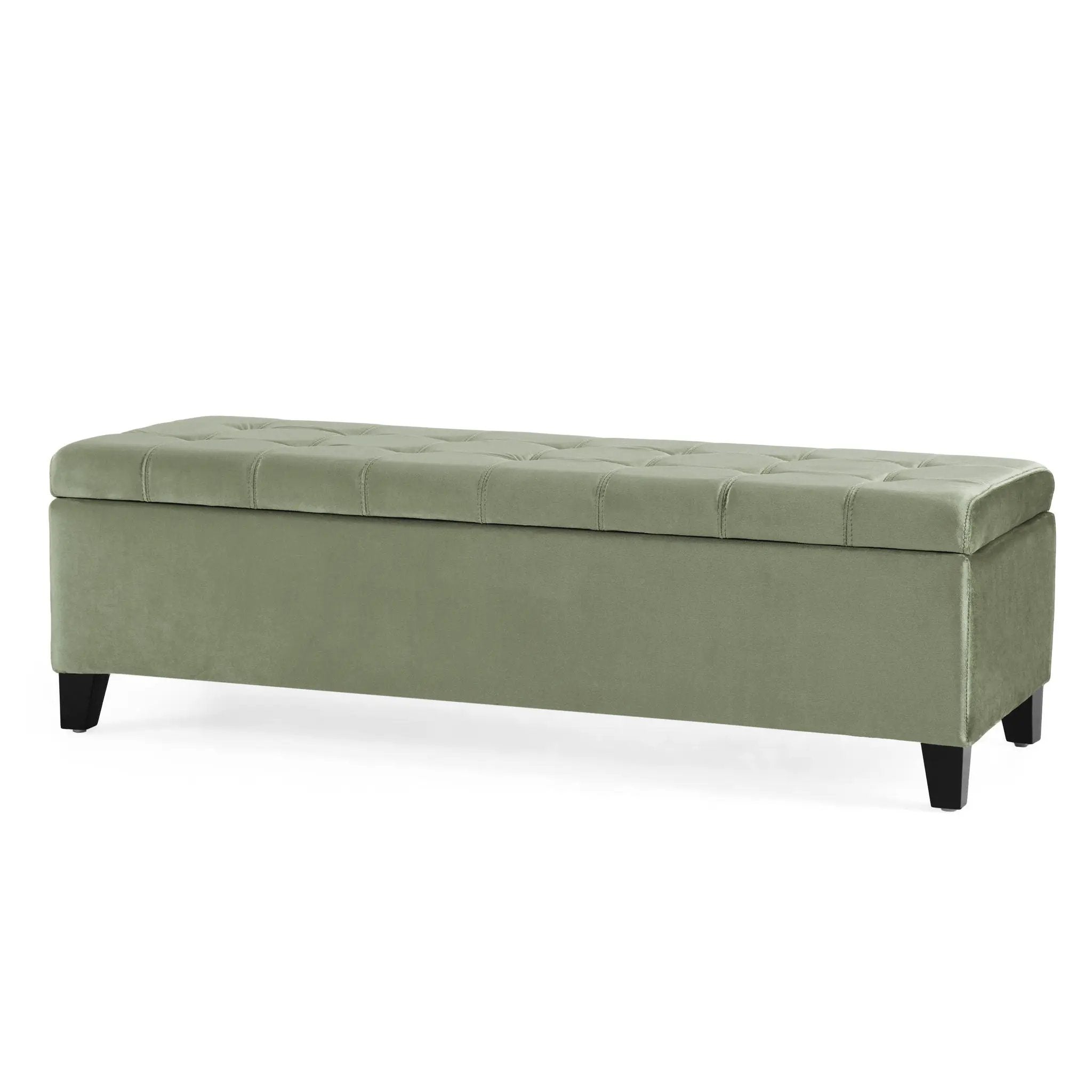 Wendover Elegant Tufted Storage Bench With Lift-Up Top And Birch Wood Legs by HouseOfZazla