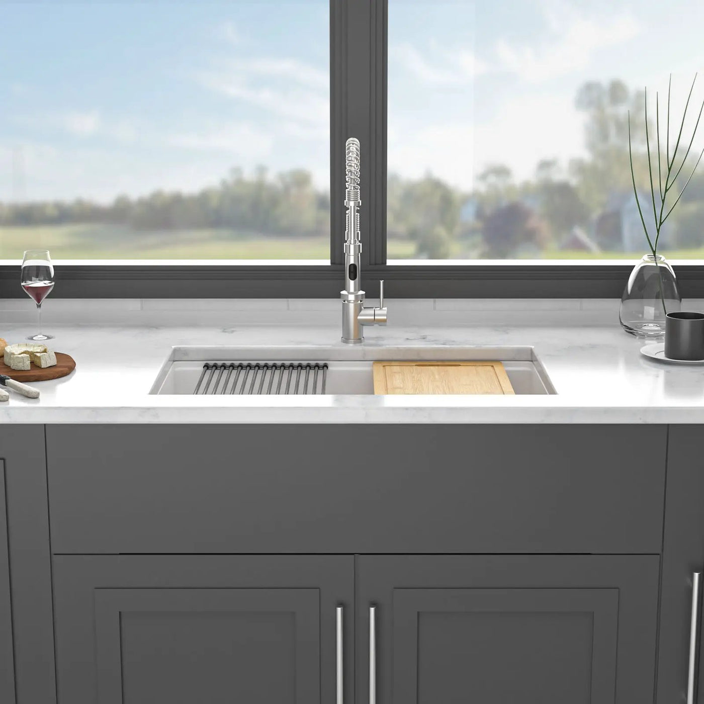 Quartz Kitchen Sink, Granite Composite Workstation Undermount by HouseOfZazla