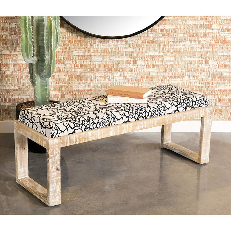 Sled - Leg Accent Bench With Abstract Upholstery - White by HouseOfZazla