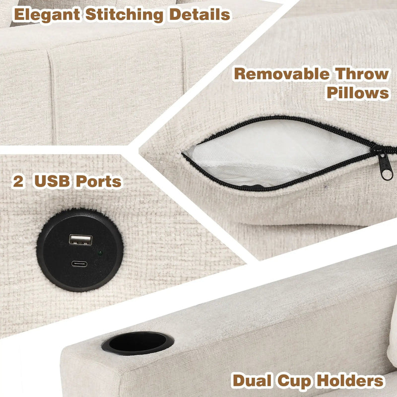 Sectional Sofa Convertible Pull-Out Sofa Bed With A Movable Storage Ottoman For Living Room by HouseOfZazla