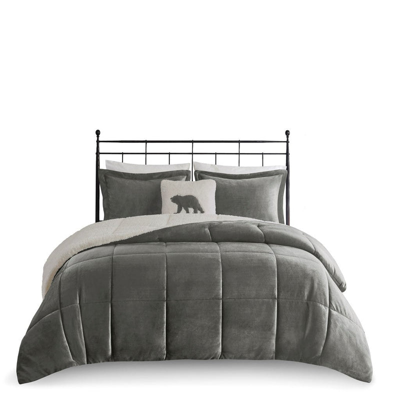 Full/Queen Plush to Sherpa Down Alternative Comforter Set by HouseOfZazla
