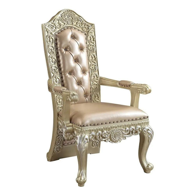 Vatican - Arm Chair (Set of 2) - Synthetic Leather & Champagne Silver by Unique Piece Furniture