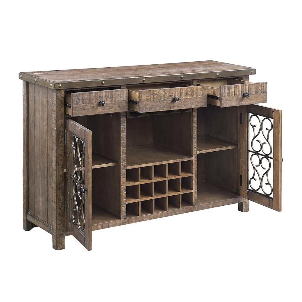 Raphaela - Server With Cup Holder & Wine Rack - Weathered Cherry by Unique Piece Furniture