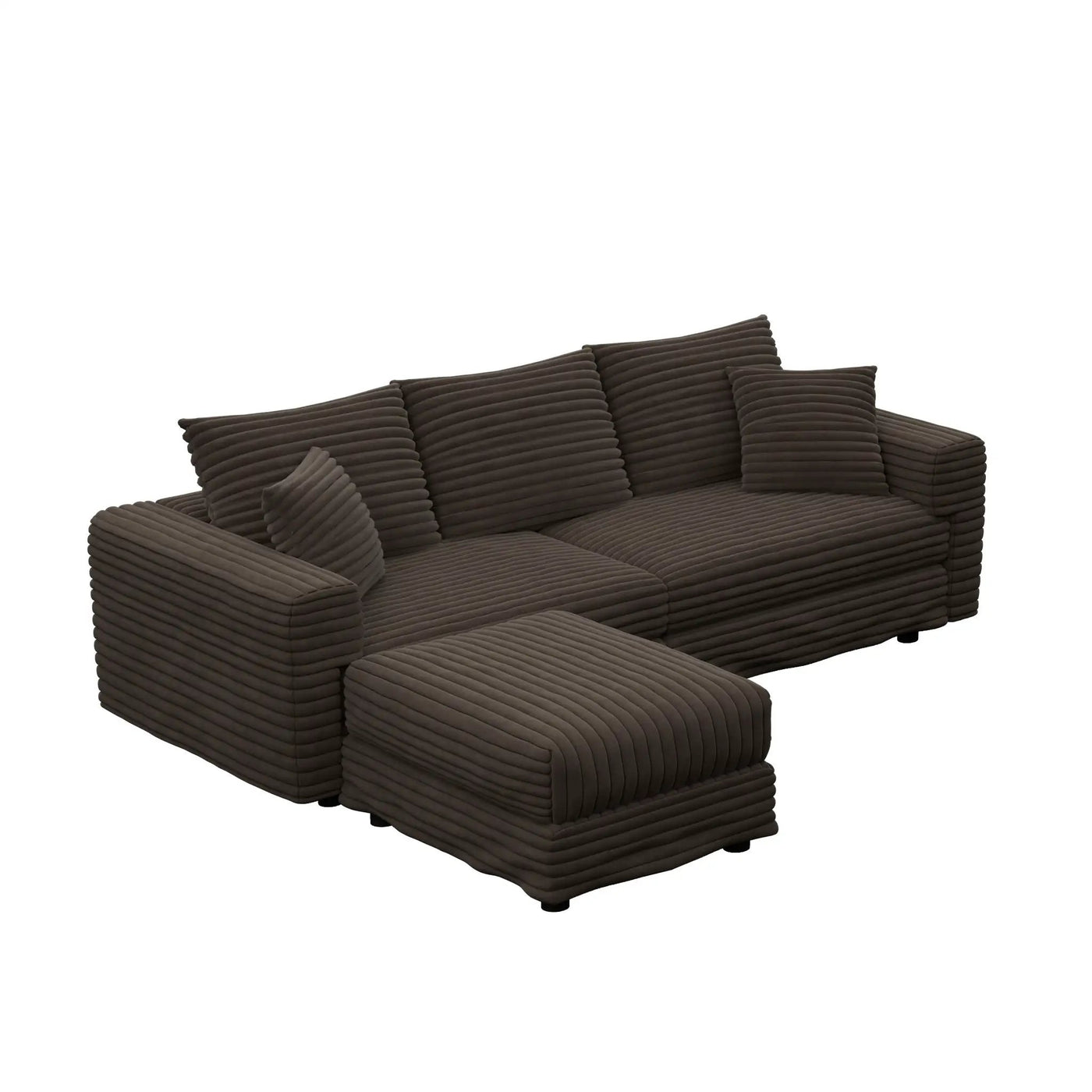 Deep Seat Convertible Sofa With Soft Pillows And Ottomans by HouseOfZazla