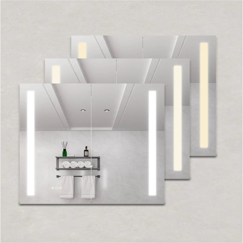 LED Medicine Cabinet With Mirror, Double Door With Defogger, Dimmer, Surface Mount by HouseOfZazla