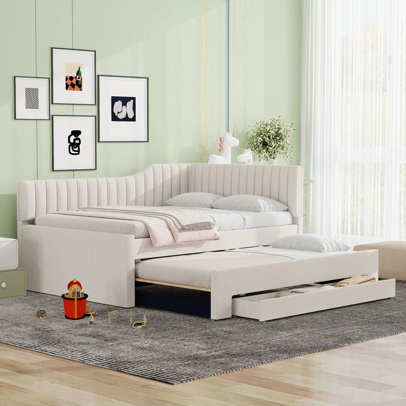 Upholstered Daybed With Trundle And 3 Drawers by HouseOfZazla