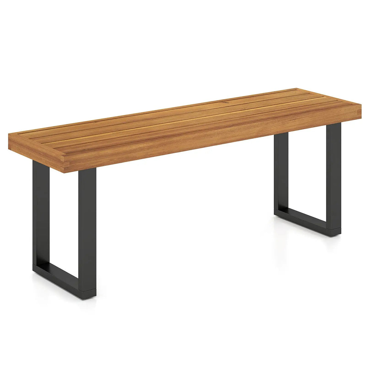 Acacia Wood Outdoor Bench 48 Inch Long Patio Dining Bench, photo 6 of 16