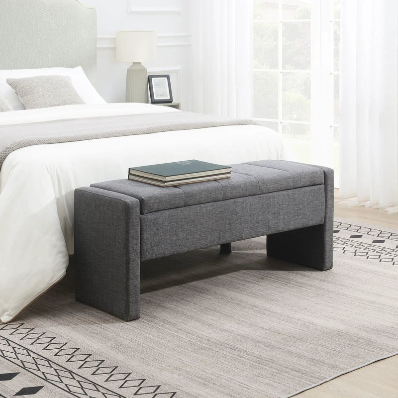 Modern Upholstered Large Bed End Bench With Storage by Unique Piece Furniture